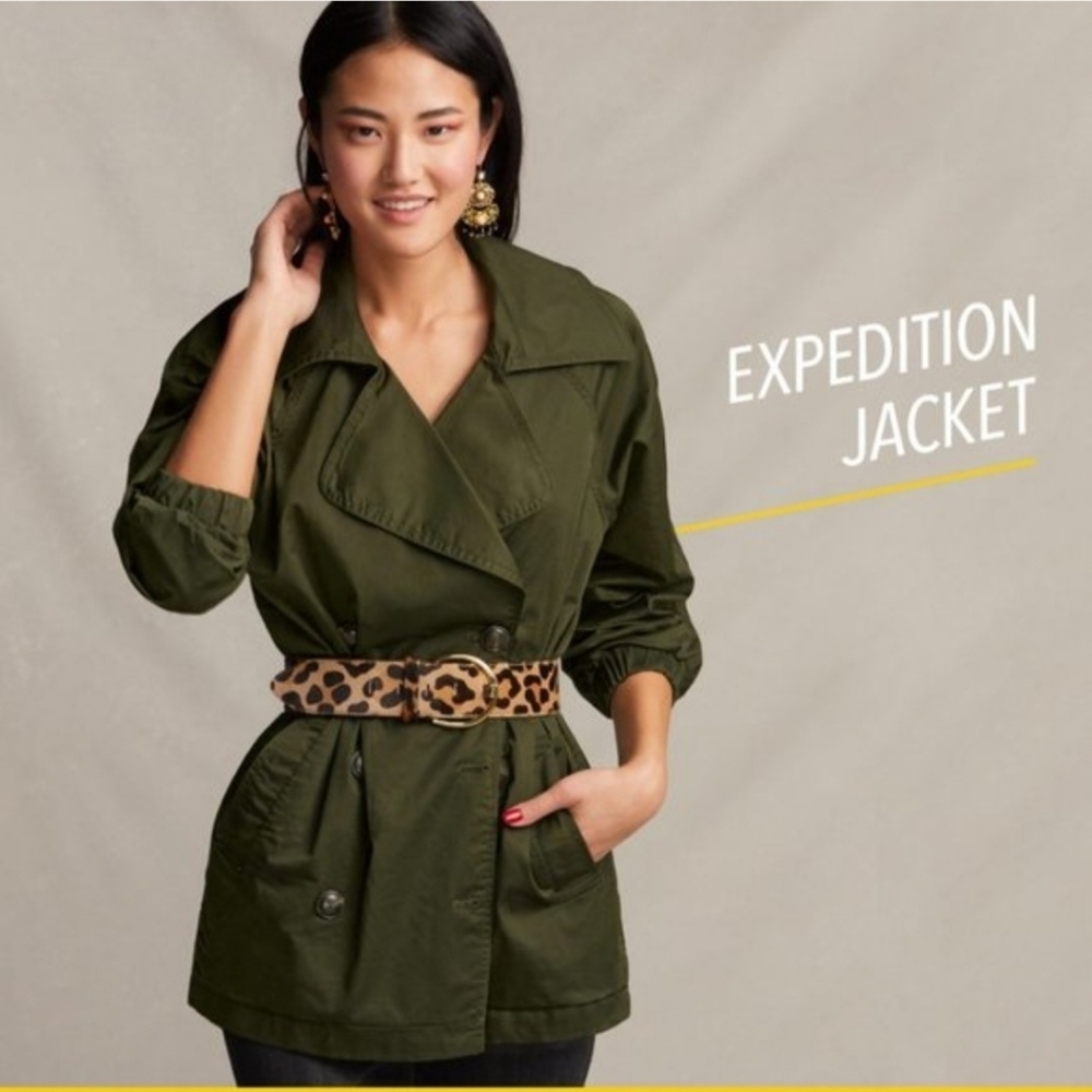 CAbi Expedition jacket trench Safari Travel Springbreak Lightweight M EUC Green - Picture 15 of 15